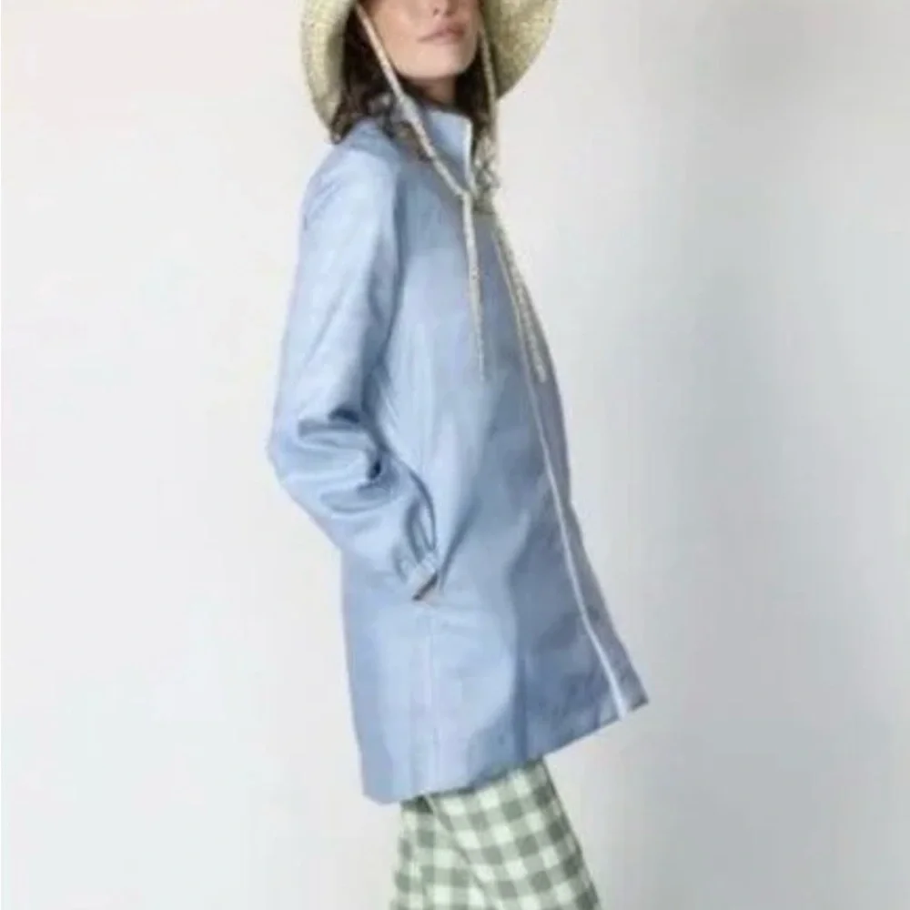 Byrdie Golf Social Wear Reversible Long Striped/Blue Jacket Small - Picture 7 of 7